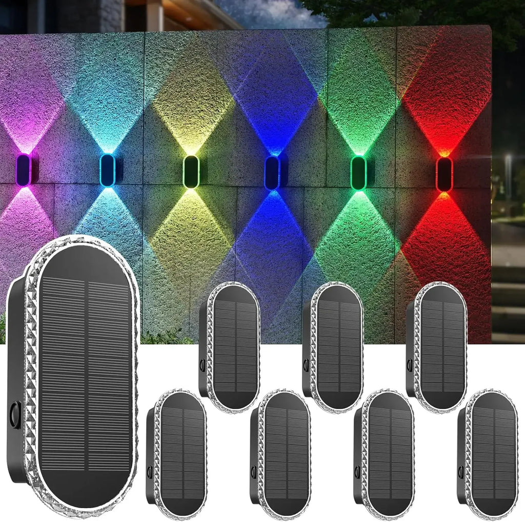 IP65 Waterproof Solar Fence Lights - 3000/4000/6000K 3 Modes for Backyard/Garden/Patio/Garage and Wall Decoration (8 Pack)