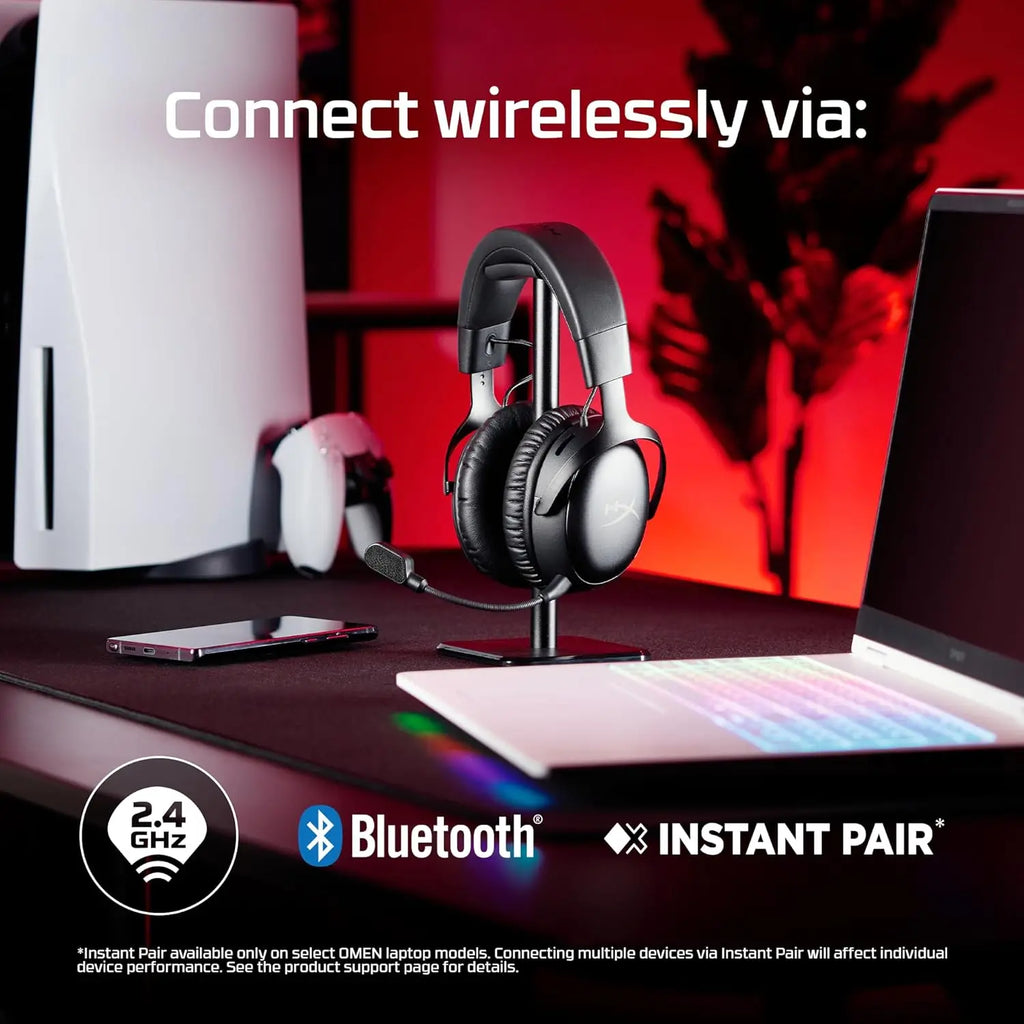Wireless Gaming Headset with 120-Hour Battery, Bluetooth, Detachable Mic for PC, PS5, Switch