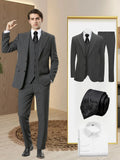 Men's 5-piece vertical striped suit+double button jacket+pants+white shirt+black tie, suitable for wedding/business/daily wear