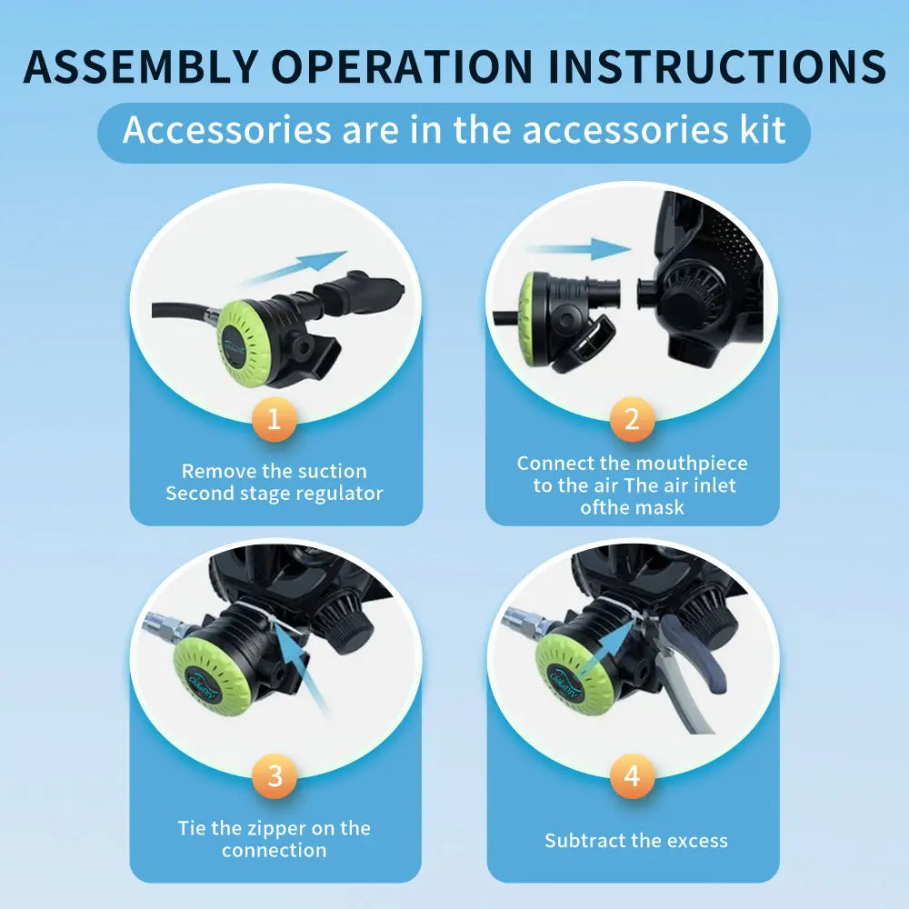 Scuba Mask with Air Tank System, 1L Mini Diving Tank Full Face Mask Kit lung