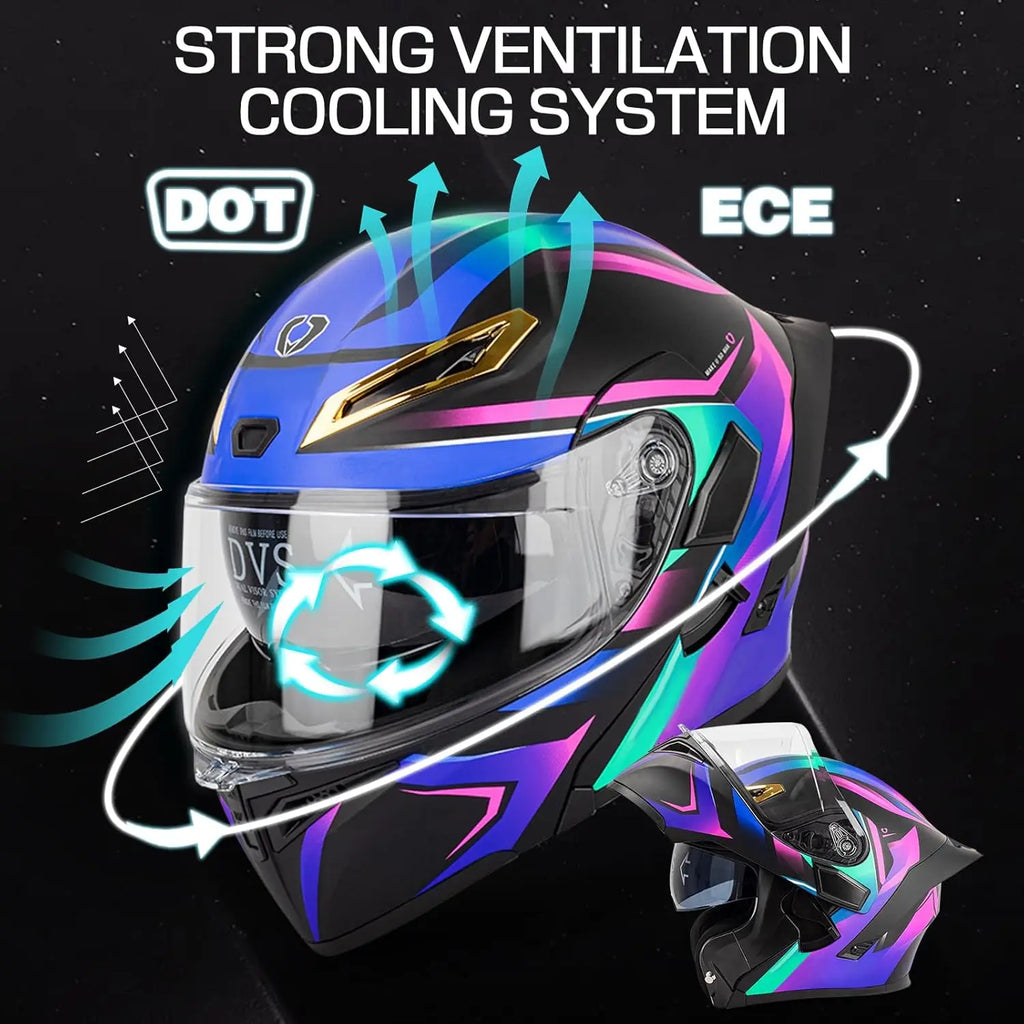 Bluetooth Modular Motorcycle Helmet DOT Certified Flip Up Full Face Integrated Anti-Fog Dual Mask Helmet Street Motorcycle Helme