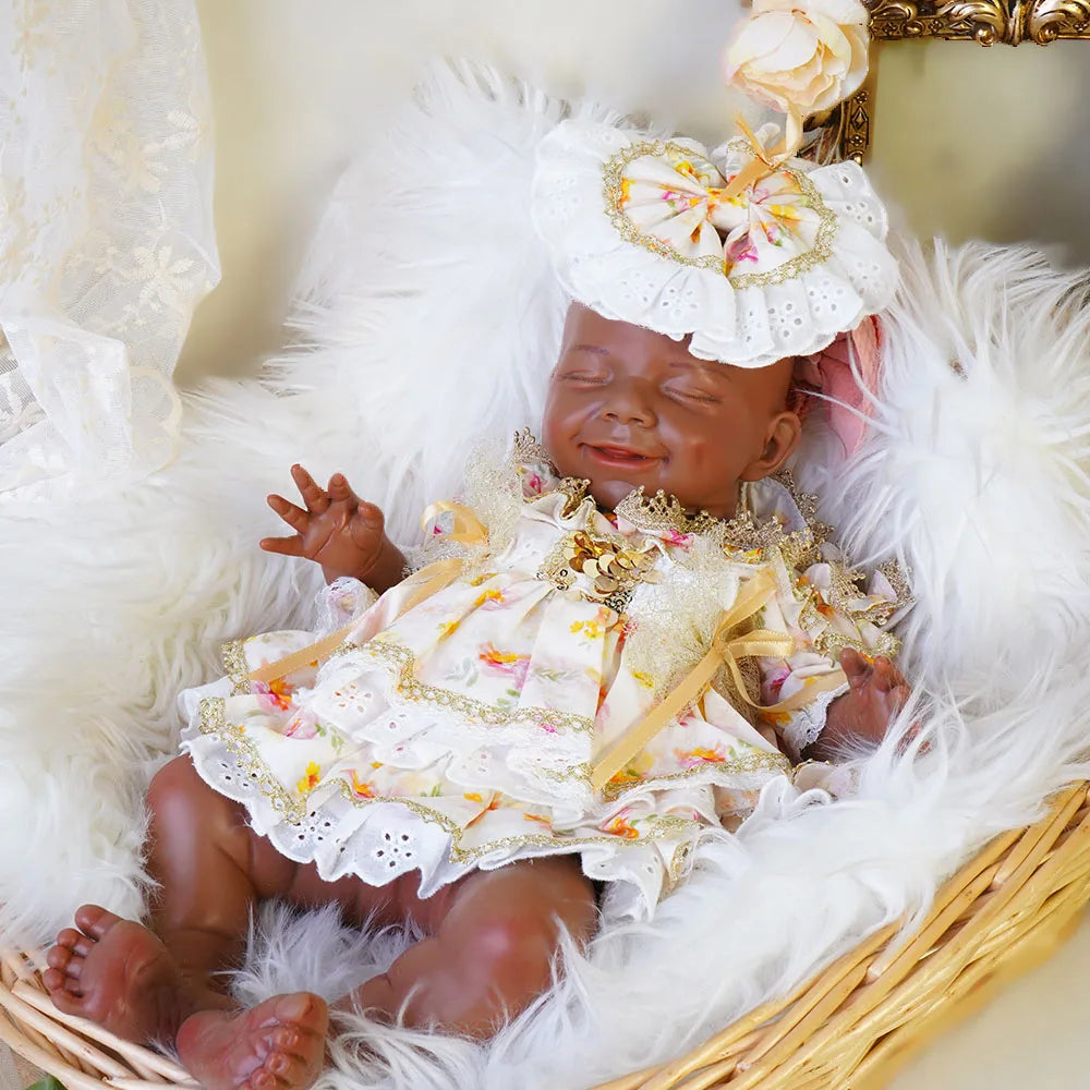 Artificial Soft Full Body Platinum Silicone Painted Reborn Doll Girl Handmade 17.72 inch Solid Newborn Fake Girl For Kid Gift