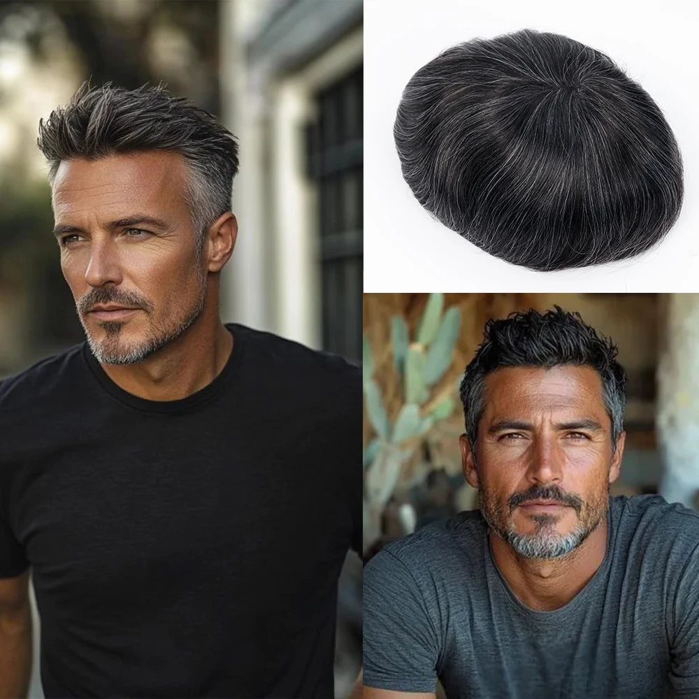 Men's Toupee #1B30 Full Lace 8x10 Hairpiece All Skin Human Hair Replacement System Wig Thin Skin Invisible Ultra Swiss Lace