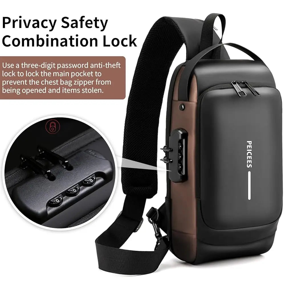 Mens Crossbody Bag Man Bags Mens Purse Anti-theft Leather Sling Bag Shoulder Bag Chest Bag for Daily Use, Black Black