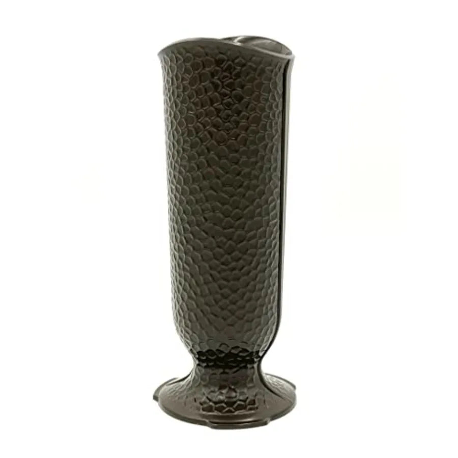 ' Ionic Vase - Replacement Cemetery Flower Vase - 4" D Base with 3 Flanges to Lock-in. Dark Brown Plastic Replica Not Bronze Qu