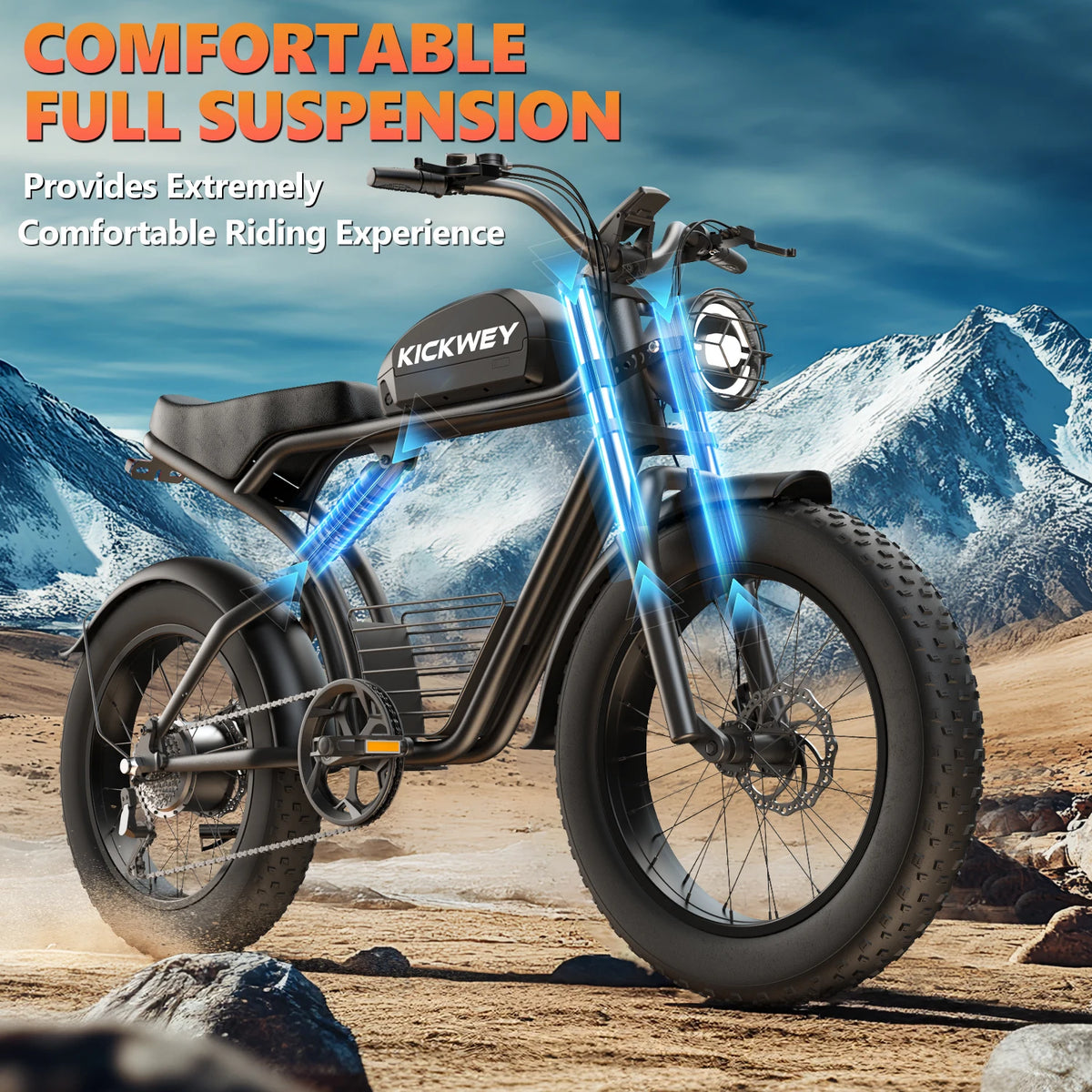 Kickwey K7 Adult Off-Road Ebike 1500W 7-Speed Electric Mountain Bicycle 48V 23Ah 20"X4" Fat Tire Electric Dirt Bike