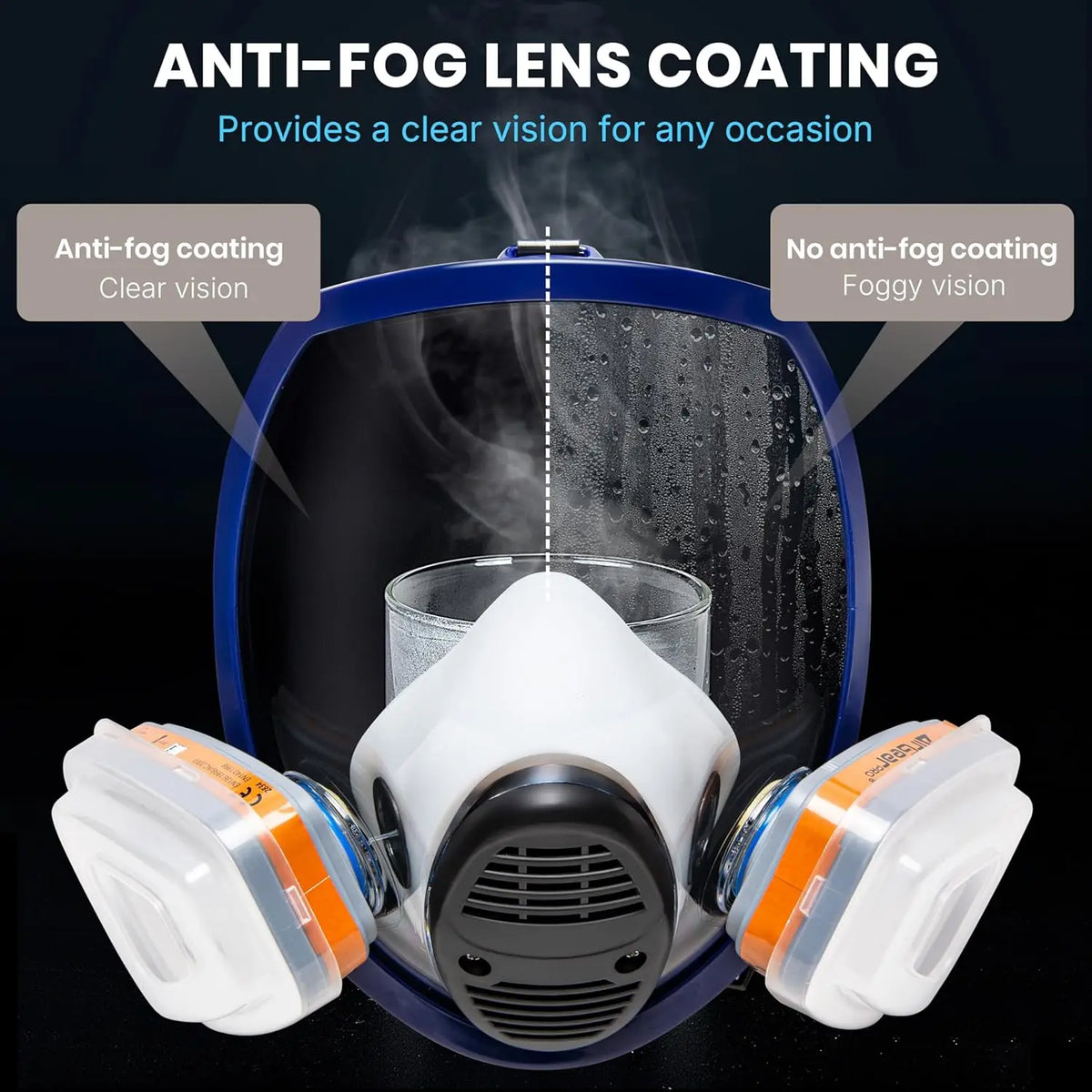 Full Face Respirator Mask with A1P2 Filters for Anti-Gas, Dust Protection in Painting, Woodworking, Construction
