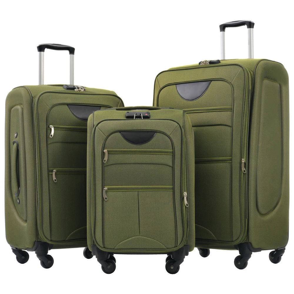 22/26/30 Inch Softside Expandable Travel Luggage Set 3Pcs Upright Spinner Wheels Lightweight Softshell Suitcase