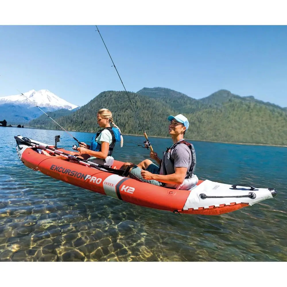 2-Person High-Output Pump Inflatable Kayak Set with 86in Paddles and Adjustable Seat, 400lb Capacity