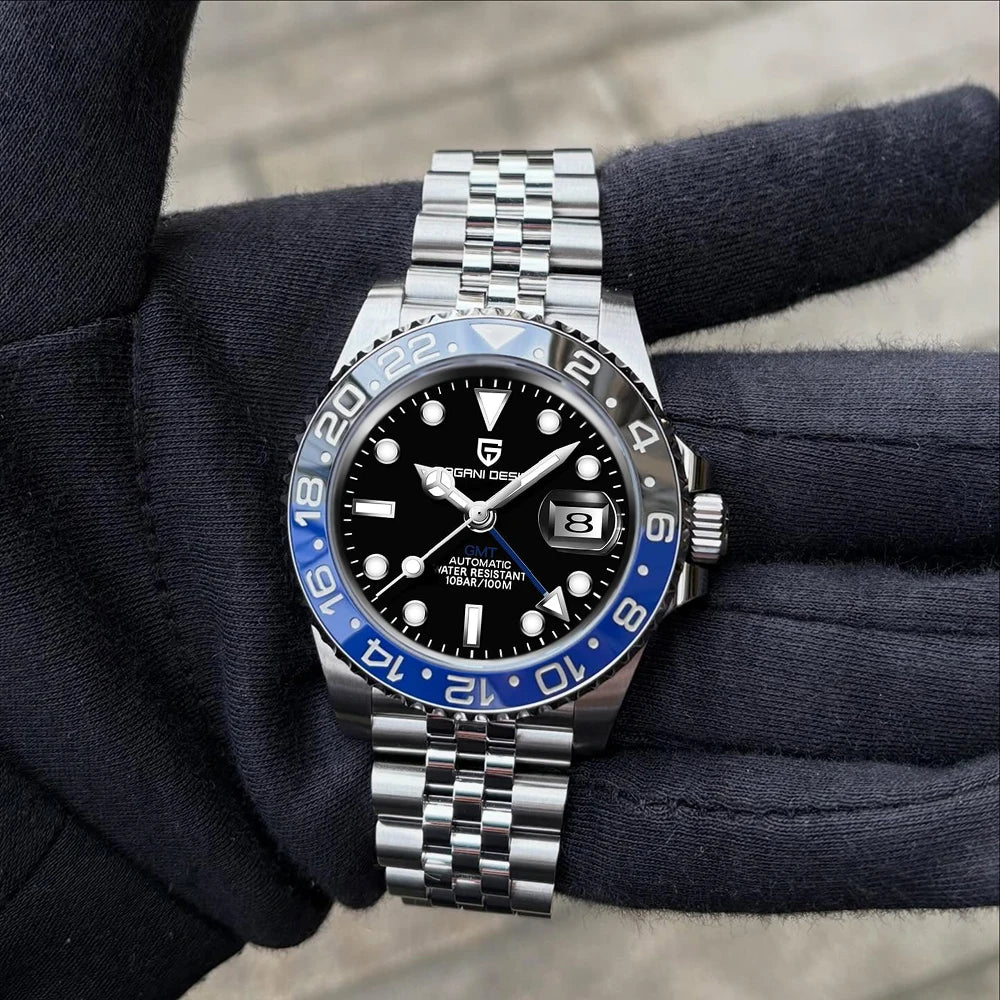 PAGANI DESIGN New Men's Watch GMT Mechanical Wristwatch 40mm Automatic Watch for Men Stainless Steel Waterproof Watches Men