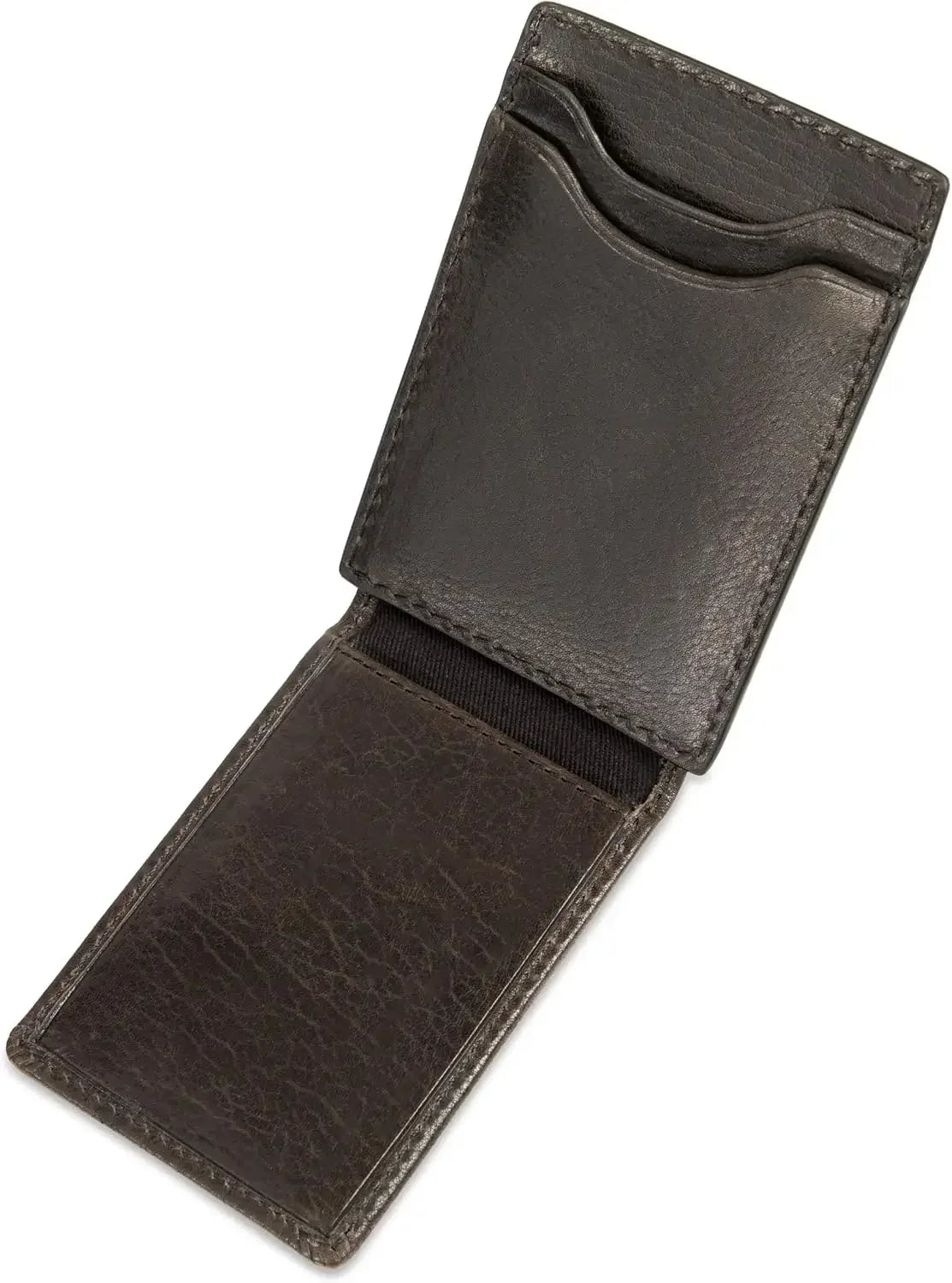 Men's Genuine Leather Magnetic Front Pocket Wallet With ID Window And Card Slots