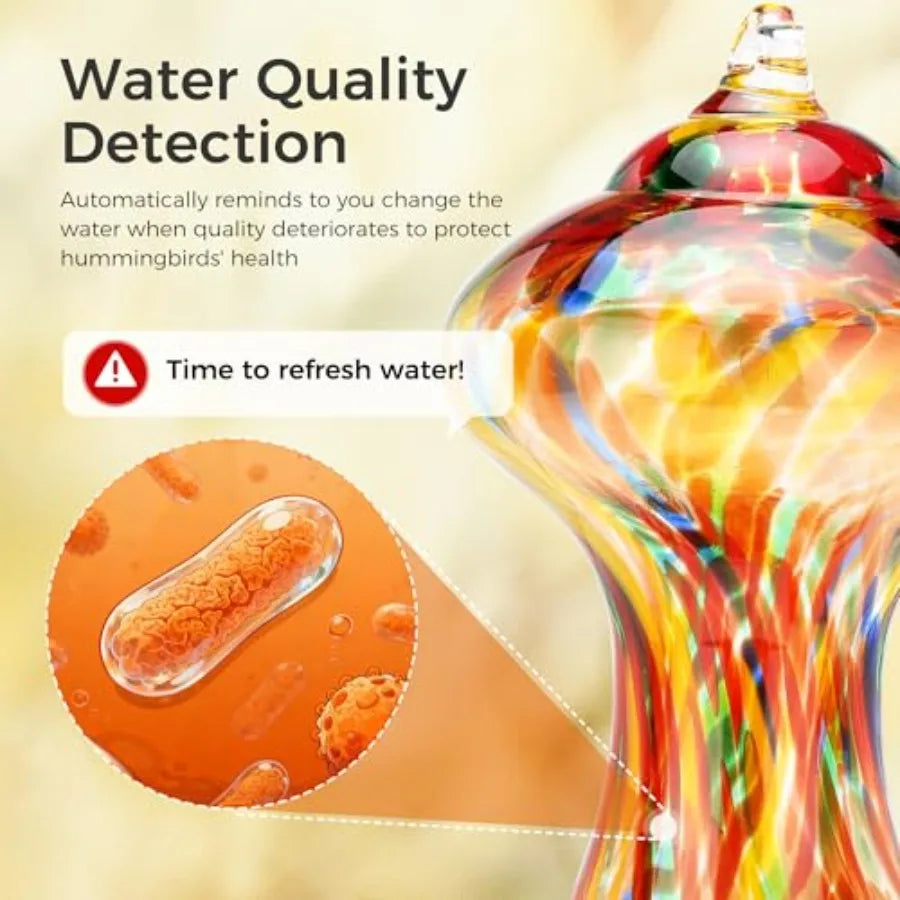 Smart Hummingbird Feeder with Solar-Powered Camera 2K AI Identification Water Detection Leakproof Design with Ant Moat Compatib