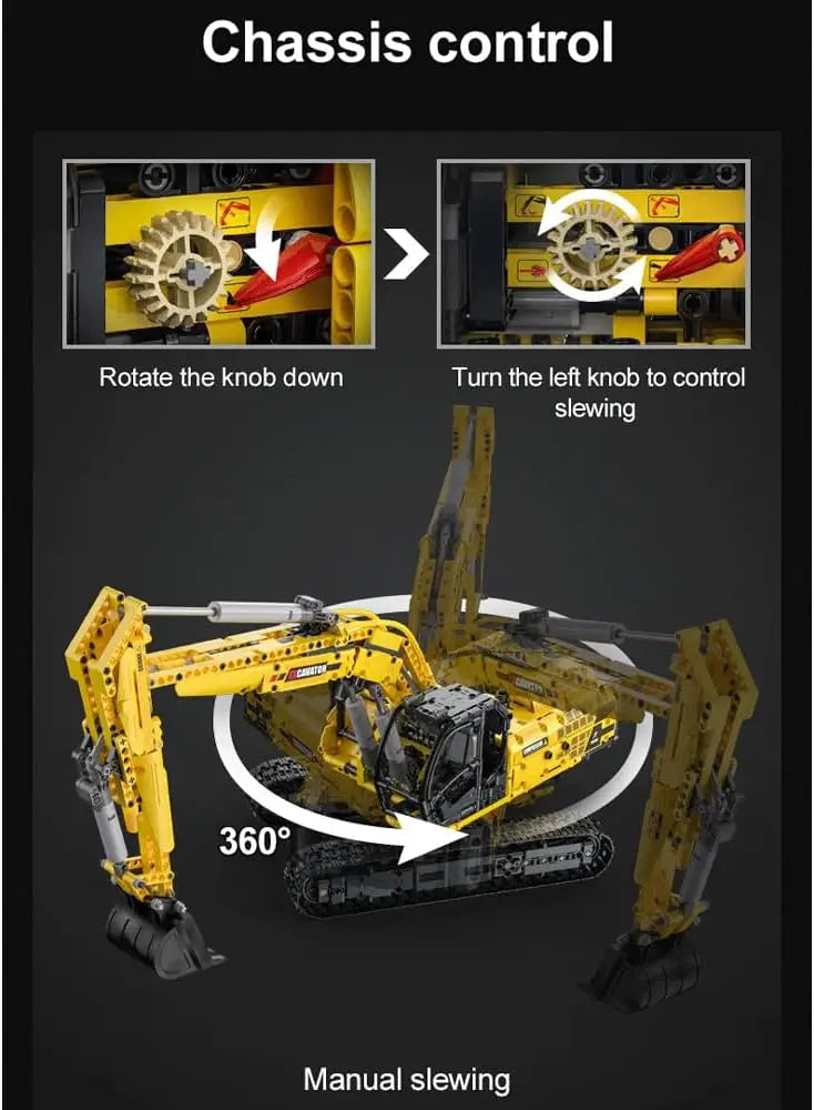 Engineering Series 1:20 Scale Excavator Model with Articulated Arm and Operational Doors, Advanced Building Set