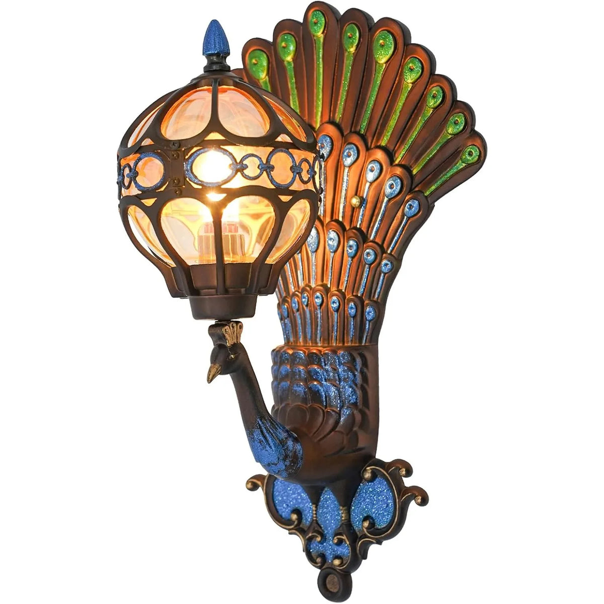 Peacock Wall Light, Antique Vintage Wall Sconce Light 21'' Waterproof Fixture Art Decor Phoenix Wall Lamp Exterior Porch Light F