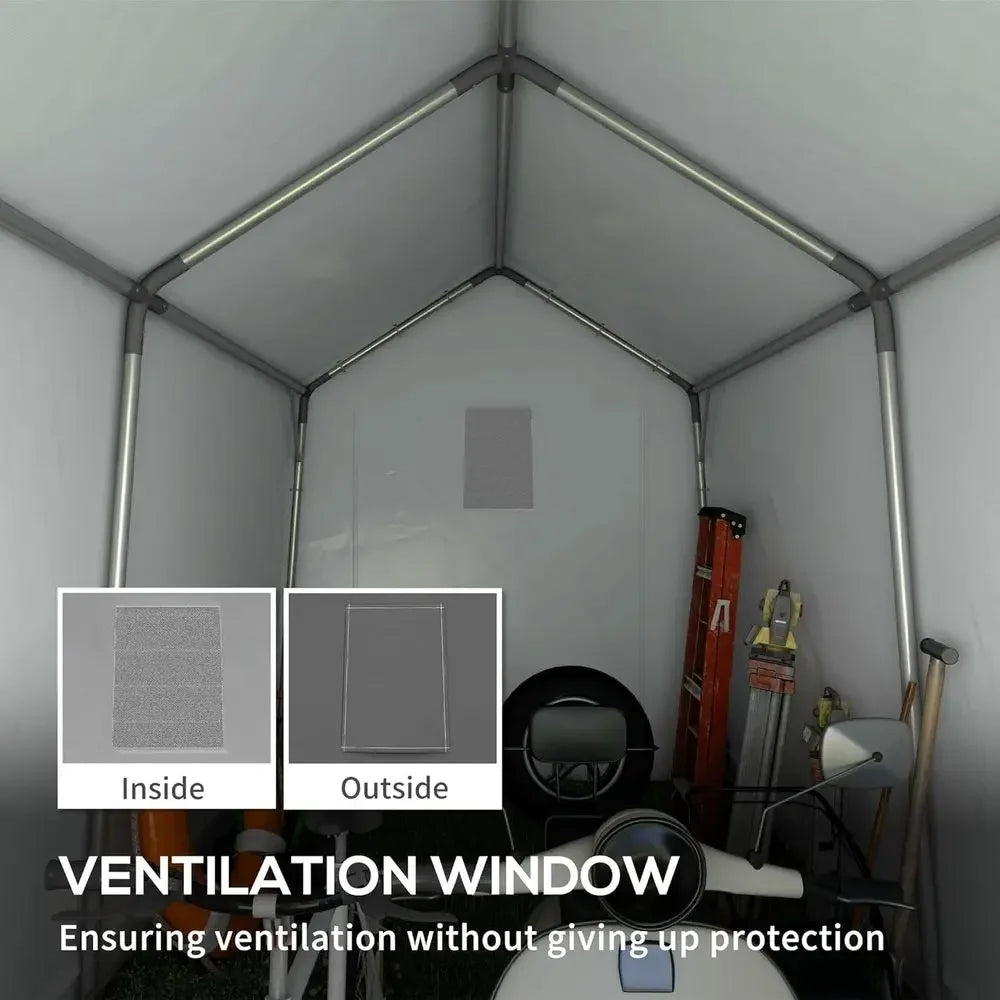 Heavy-Duty 7x12 Outdoor Storage Shed - Waterproof Garden Tent with Ventilation and Roll-Up Door