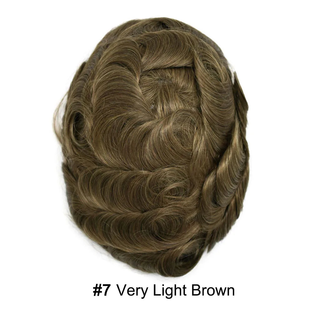 Mens Toupee Full Poly 0.10mm Injection Pu Human Hair System Hairpieces Male Hair Prosthesis Male Wig for Hair Loss Solution