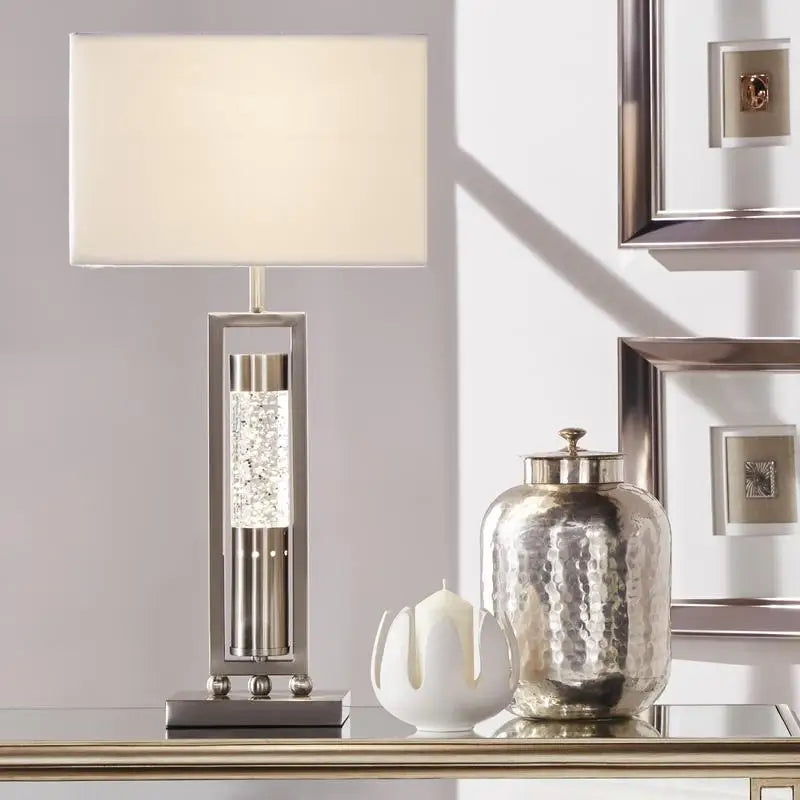 Modern Table Lamp with Water Dancing Light - Sparkling Decorative Home Decor, Satin Night Light for Stylish Interiors