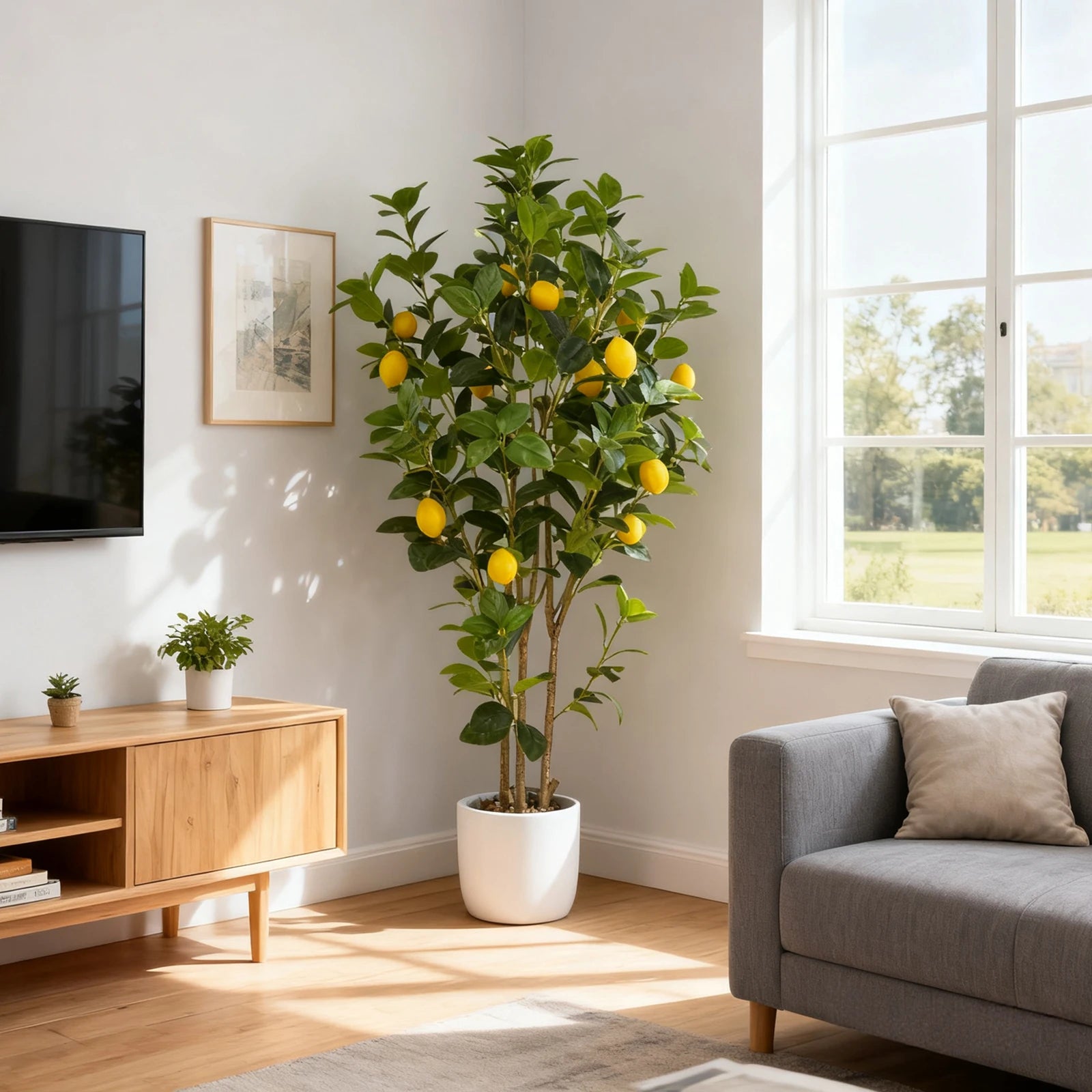 2-Pack 4FT Artificial Lemon Tree That Look Real, Faux Lemons Citrus Plants with Yellow Fake Lemons Fruits, Trees for Home Office