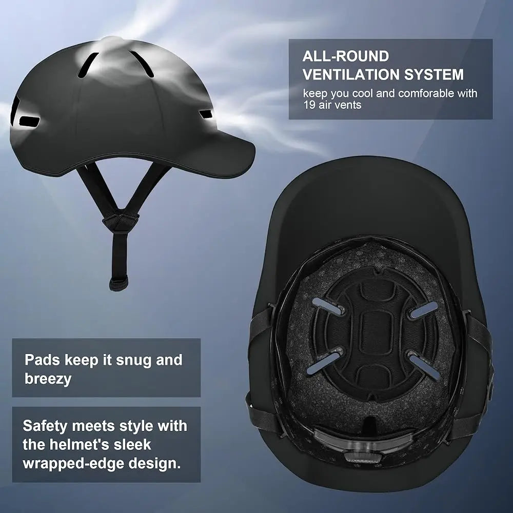 Bike Helmet Adult Men/Women-USB Rechargeable Rear Light CPSC/ASTM Certified 2 Removable Liners Adjustable Lightweight Basebal