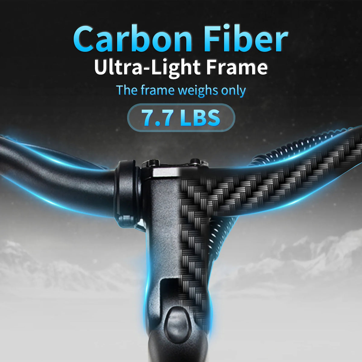 Carbon Fiber Electric Bike, 960WH Dual Battery 120Miles Ebike, Peak 1000W Motor 25MPH, 26'' Big Tires, 7-Speed, Hydraulic Brakes
