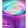 2in1 Low Profile Ceiling Fan with Light 20 Caged Safety Design for RGB Color Smart APP Remote Control Quiet Flush Mount DC Moto