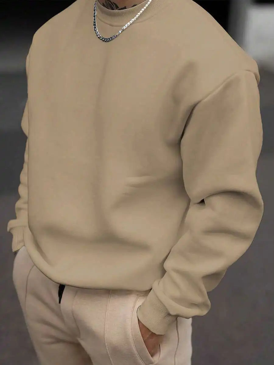 Men's Solid Drop Shoulder Long Sleeve Sweatshirt for Fall Casual Wear
