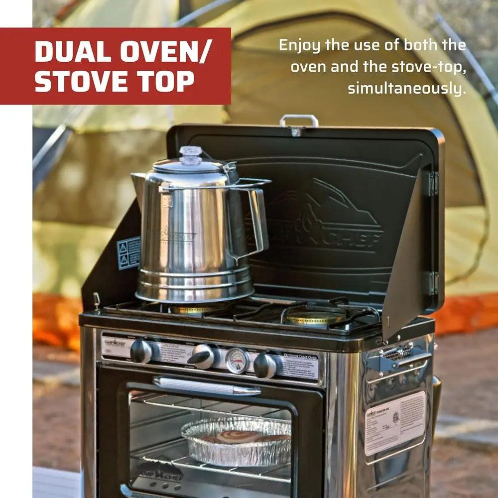 Portable Outdoor Camping Oven, Black/Silver, 31 H x 24 W x 18 L