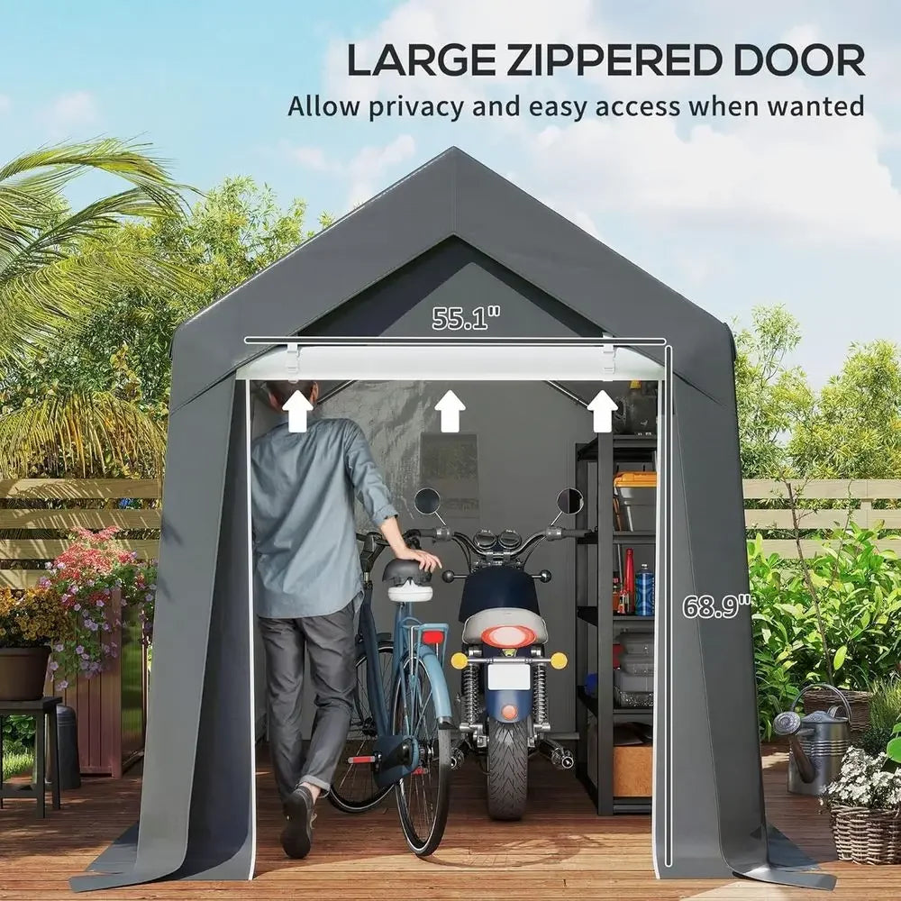 Heavy-Duty 7x12 Outdoor Storage Shed - Waterproof Garden Tent with Ventilation and Roll-Up Door