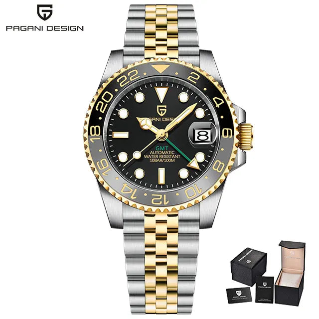 PAGANI DESIGN Gift Men's Watch GMT 40mm Mechanical Watch Top Brand Stainless Steel Waterproof Business Automatic Watches for Men