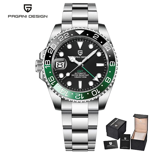 PAGANI DESIGN Gift Men's Watch GMT 40mm Mechanical Watch Top Brand Stainless Steel Waterproof Business Automatic Watches for Men