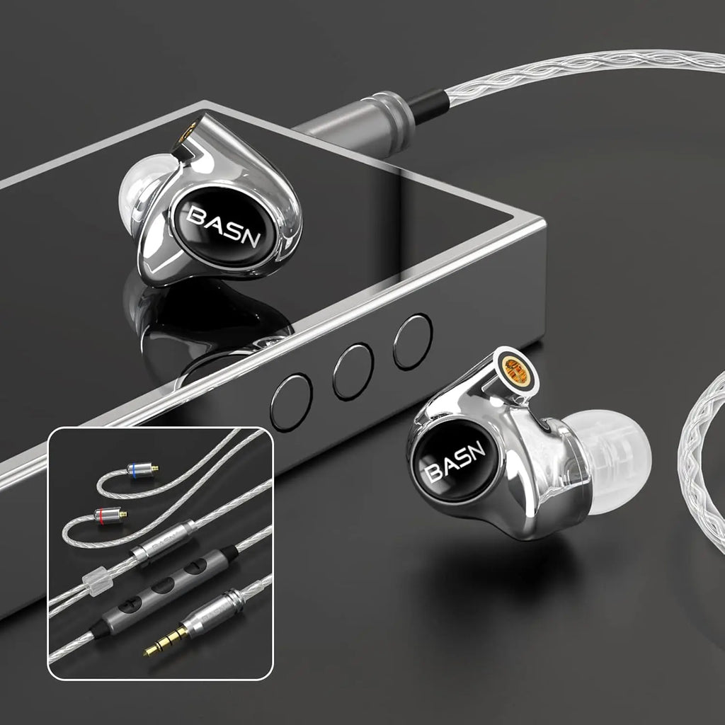 Professional 4-Driver In-Ear Monitors for Musicians, Noise Isolating with Enhanced Bass, CNC Metal Shell, Detachable Cables