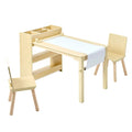 Kids Art Table and Chair Set, Toddler Craft Table with 3 Tiers Storage Cabinet, Wooden Kids Activity