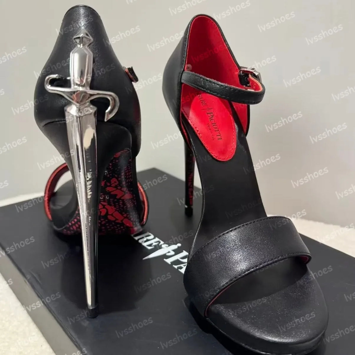 Sexy Design Cesare Paciotti Dagger Heels Silver Golden Metal Stiletto Heel Pointed Toe Women Pumps High Heels Brand Pointed Toe