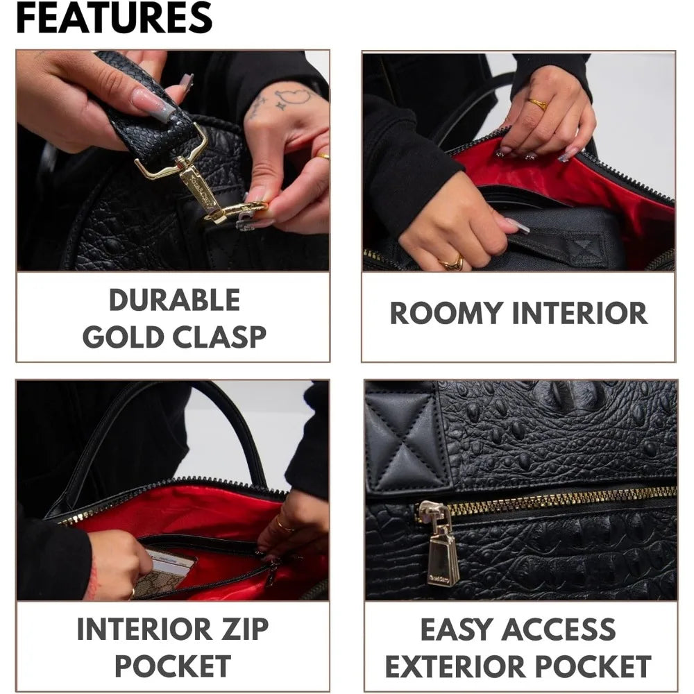 TSA Approved Premium Vegan Leather Travel Duffel Bag, Carry-On Size for Men and Women, Gold Hardware, Ideal for Tote & Carry Nee