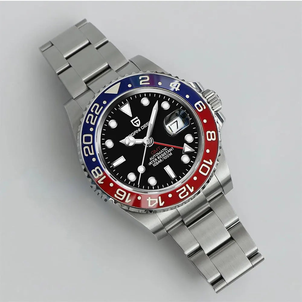 New PD-1662 PAGANI DESIGN GMT Automatic Wristwatch Stainless Steel 100M Waterproof Men Watch Top Brand 40mm Mechanical Watch Men