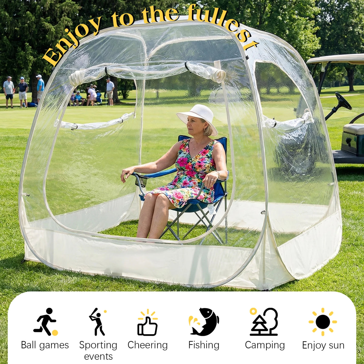 Cold Protection Camping Tent 5x5ft Large Oversize Clear Bubble Tent 2-4 Person for Soccer Football Games Outdoor Events