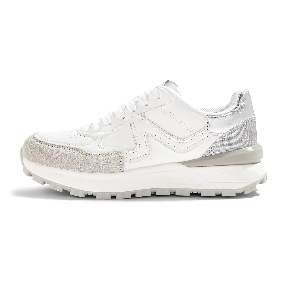 Women's Retro Fashion Casual Sneakers Colorblock Platform Classic Trendy Trainning Anti-Slip Tennis Travel Walking Shoes