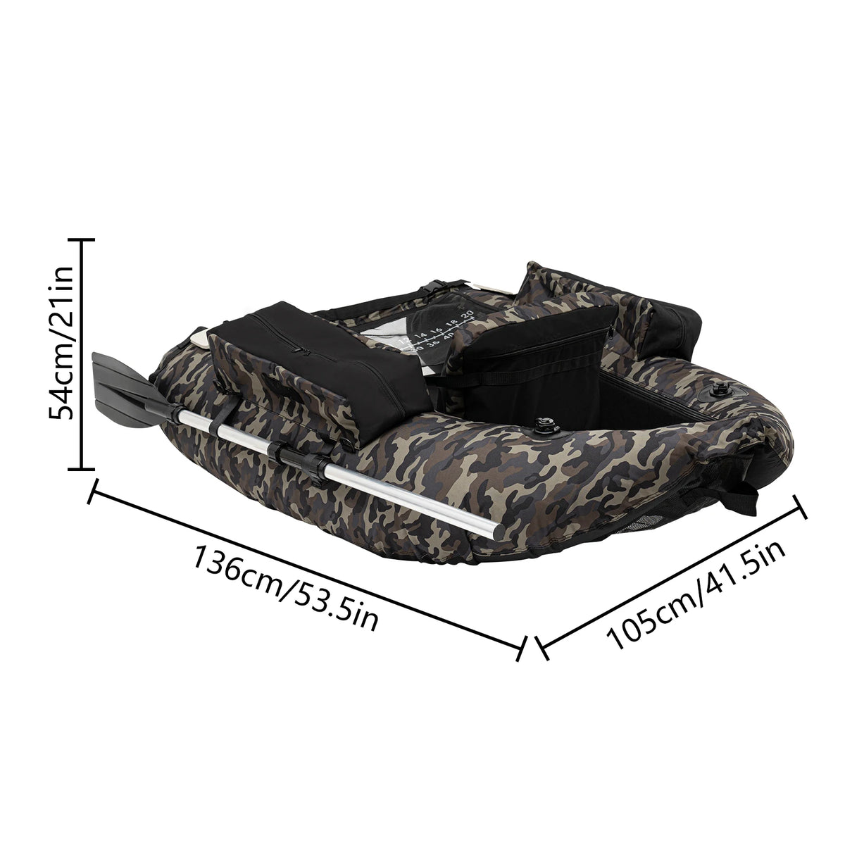 Inflatable Fishing Boat,136*105cm Fishing Boat,Portable Outdoor Fishing Boat with 90-180° Backrest & Hand Air Pump,286.6LBS Load