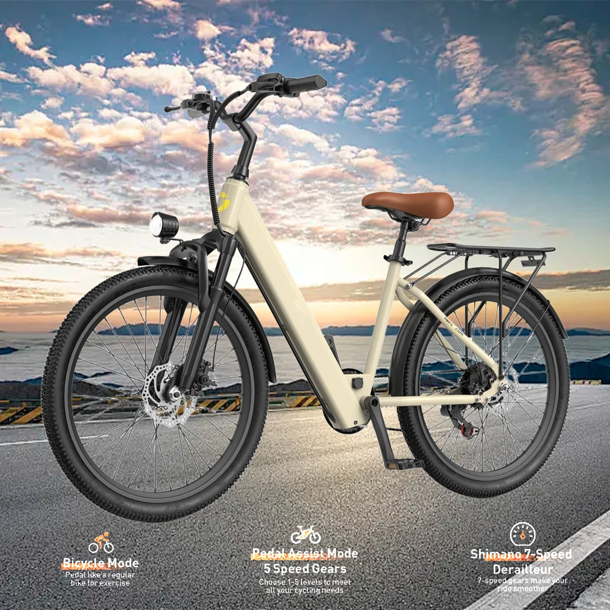 Adults Electric Bicycle, 24" Electric Motorcycles Mountain Bike 650W Peak Motor Ebike 25Mph 13.5AH Electric E Bike for Adults