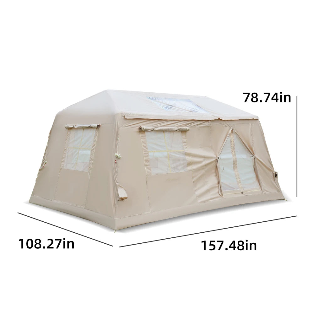 11㎡ Inflatable Camping Tent with Hand Pump,Easy Setup,4-Season Waterproof Oxford,Fits4-8Adults