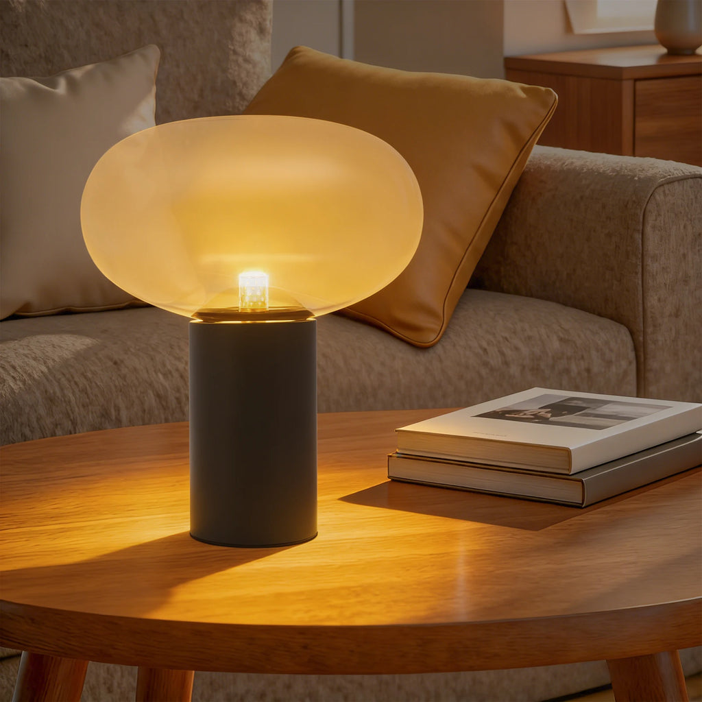 Living Room Table Lamp, Minimalist Bedside Lamp Glass Shade, Art Deco-Style Modern Table Lamp 110-240V for Studies, Bedrooms