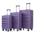 3Pcs ABS Luggage Set 20/24/28 Inch Spinner Wheels Carry On Suitcase Matching Color Combination Lock Purple
