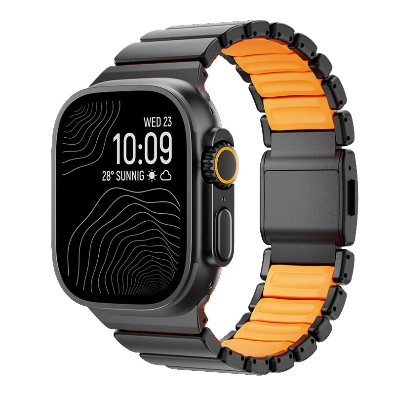 Titanium Metal Band For Apple Watch Ultra 3 11 10 9 8 7 SE  Silicone Magnetic Bracelet Strap iWatch 42mm 44 45mm 46mm 49mm  2028