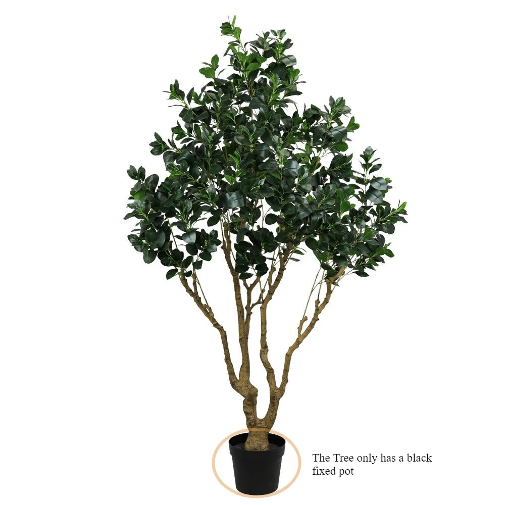 7.2FT  Artificial Silk Tree Large Faux Greenery Plant with Lifelike Leaves for Indoor Home Living Room1pc/set Black Plastic Pot