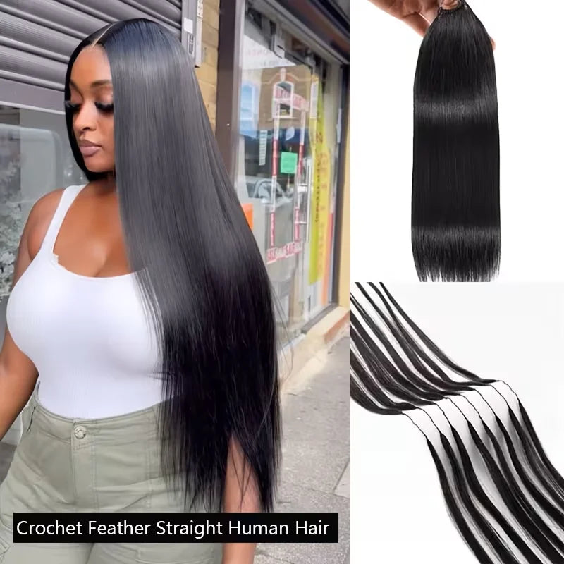 Yaki Crochet Human Hair Extension 30 Inch Yaki Straight Pre Separated Miracle knots Invisible Crochet Hair Bundles Boho Braids