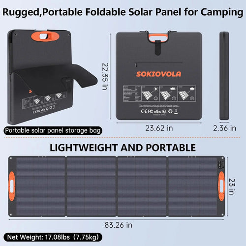 220W Portable Solar Panel, IP68 Waterproof Foldable for Power Stations, 25% High Efficiency Outdoor Camping RV Trip
