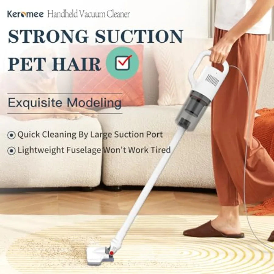 Stick Vacuum Cleaner Corded Handheld Vacuum Cleaner Mini Electric Broom for Pet Hair Hardwood Floor Cat Litter Carpet Cleaning