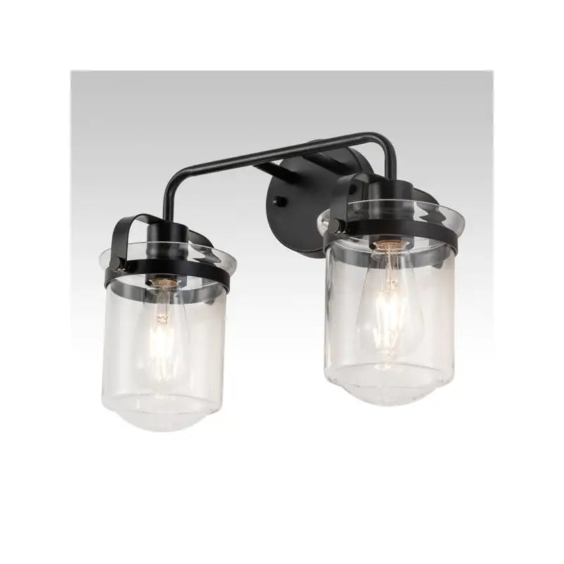 Set of 2 Wall Sconces with Clear Glass Shade, Modern Industrial Indoor Lighting Fixture E26 Socket, No Bulb Included
