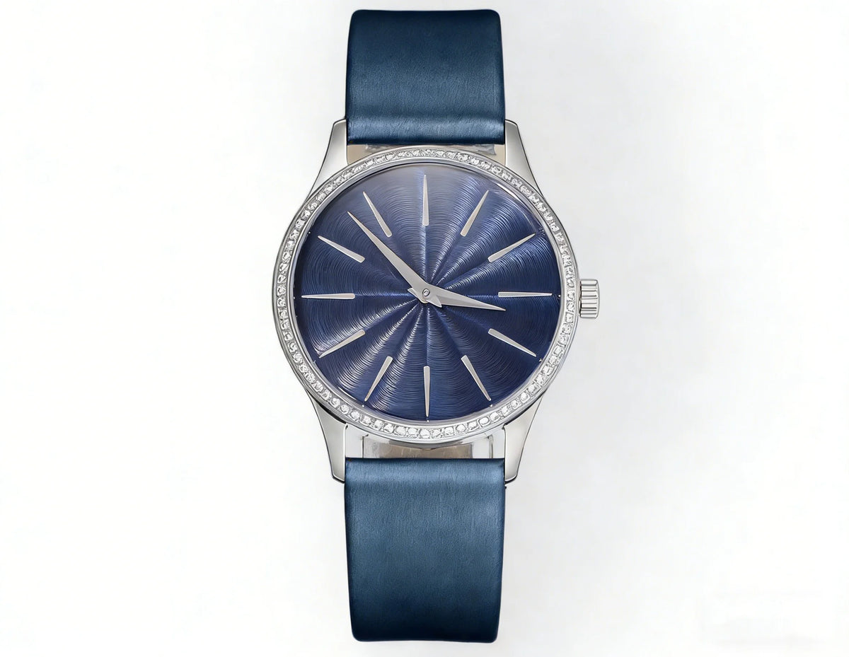 Customized luxury women's watch, 35-40mm diameter, imported calfskin strap, 9015 automatic winding movement