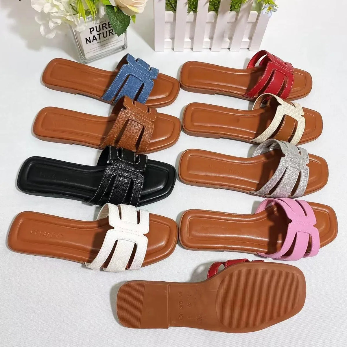 Designer Shoes Solid Color Square Toe Slippers Plus Size Outdoor Fashion Women's Shoes